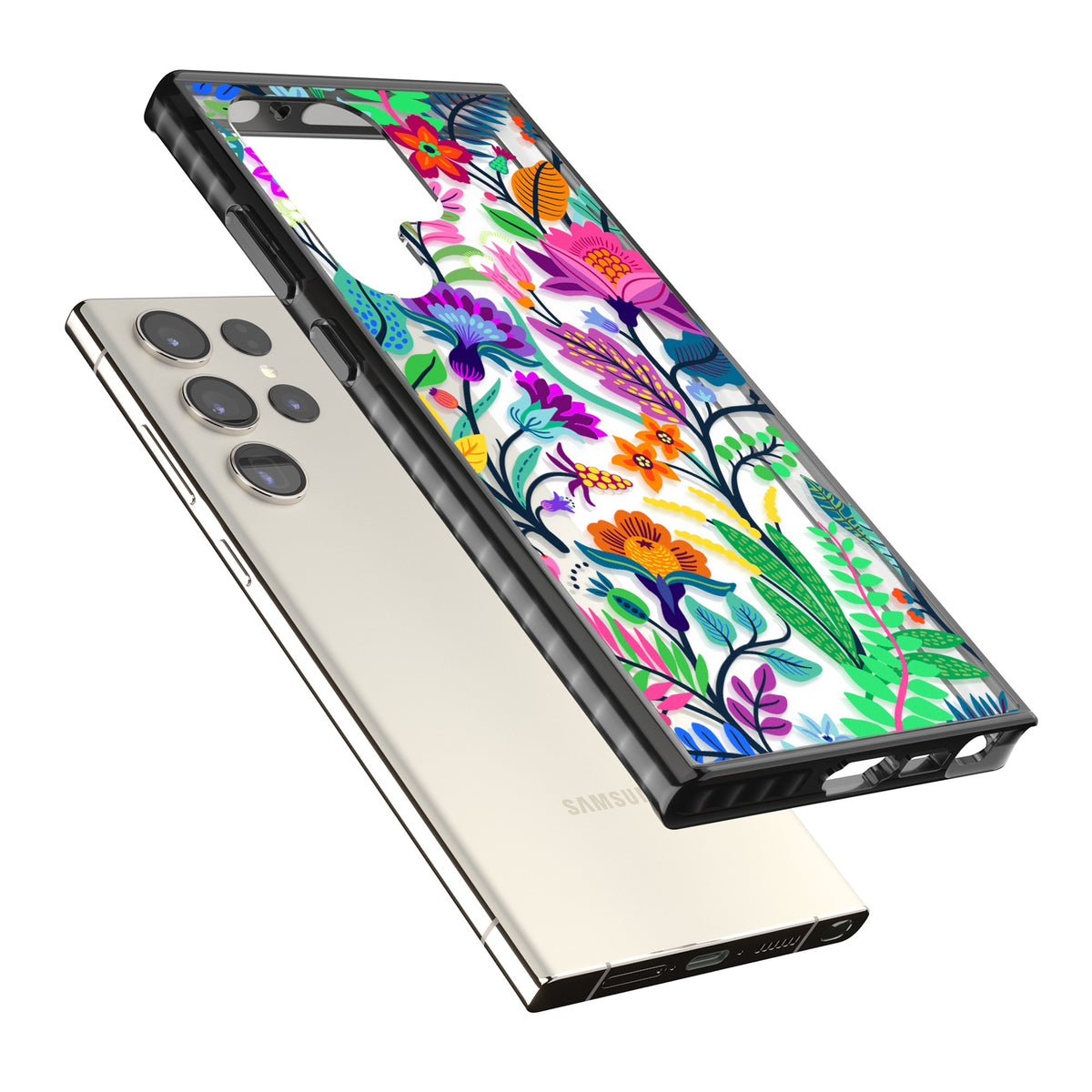 Floral Vibe Samsung S22 Ultra / Samsung S23 Ultra / Samsung S24 Ultra Impact Black Phone Case angled