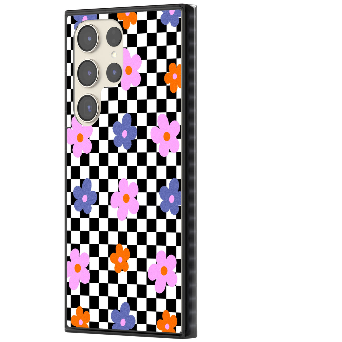 Checkered Blossom Samsung S22 Ultra / Samsung S23 Ultra / Samsung S24 Ultra Impact Black Phone Case side