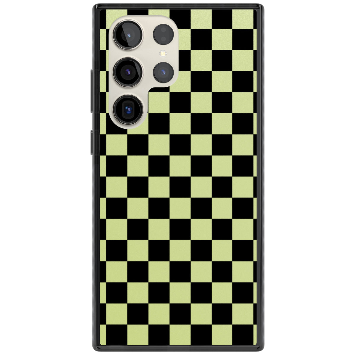 Black & Lime Check Samsung S22 Ultra / Samsung S23 Ultra / Samsung S24 Ultra Impact Black Phone Case front