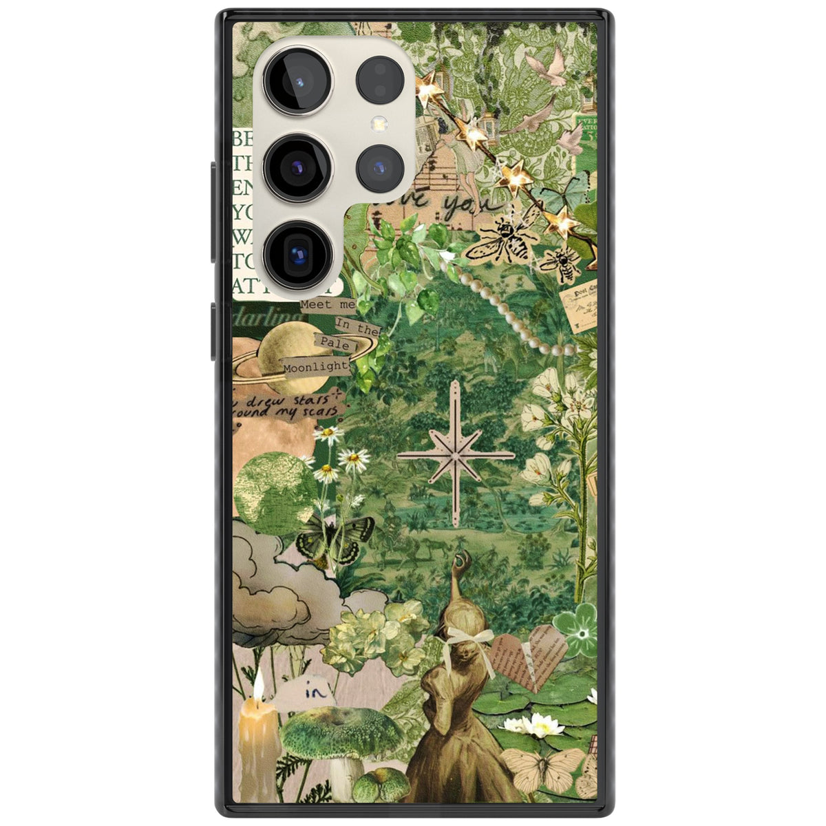 Green Vintage Collage Samsung S22 Ultra / Samsung S23 Ultra / Samsung S24 Ultra Impact Black Phone Case front