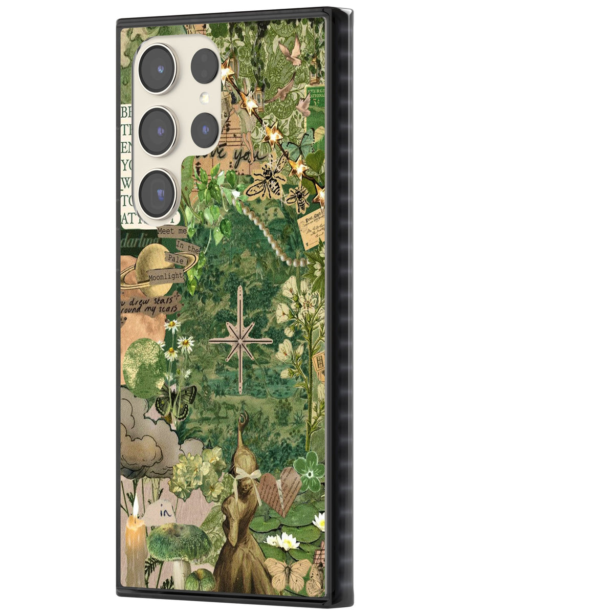 Green Vintage Collage Samsung S22 Ultra / Samsung S23 Ultra / Samsung S24 Ultra Impact Black Phone Case side