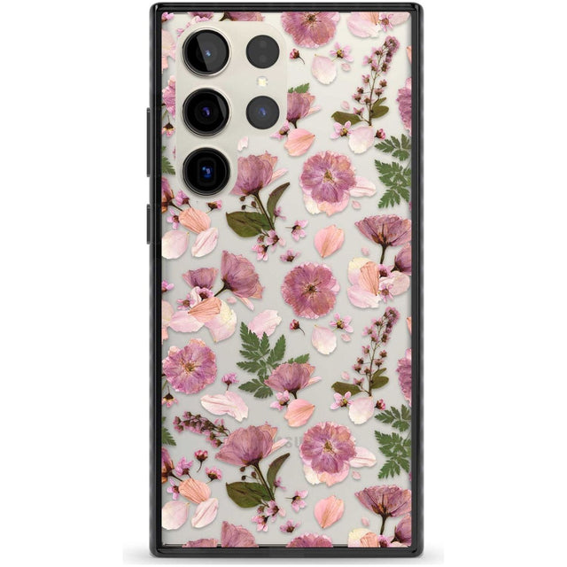 Floral Menagerie Transparent Design Phone Case Samsung S22 Ultra / Black Impact Case,Samsung S23 Ultra / Black Impact Case Blanc Space