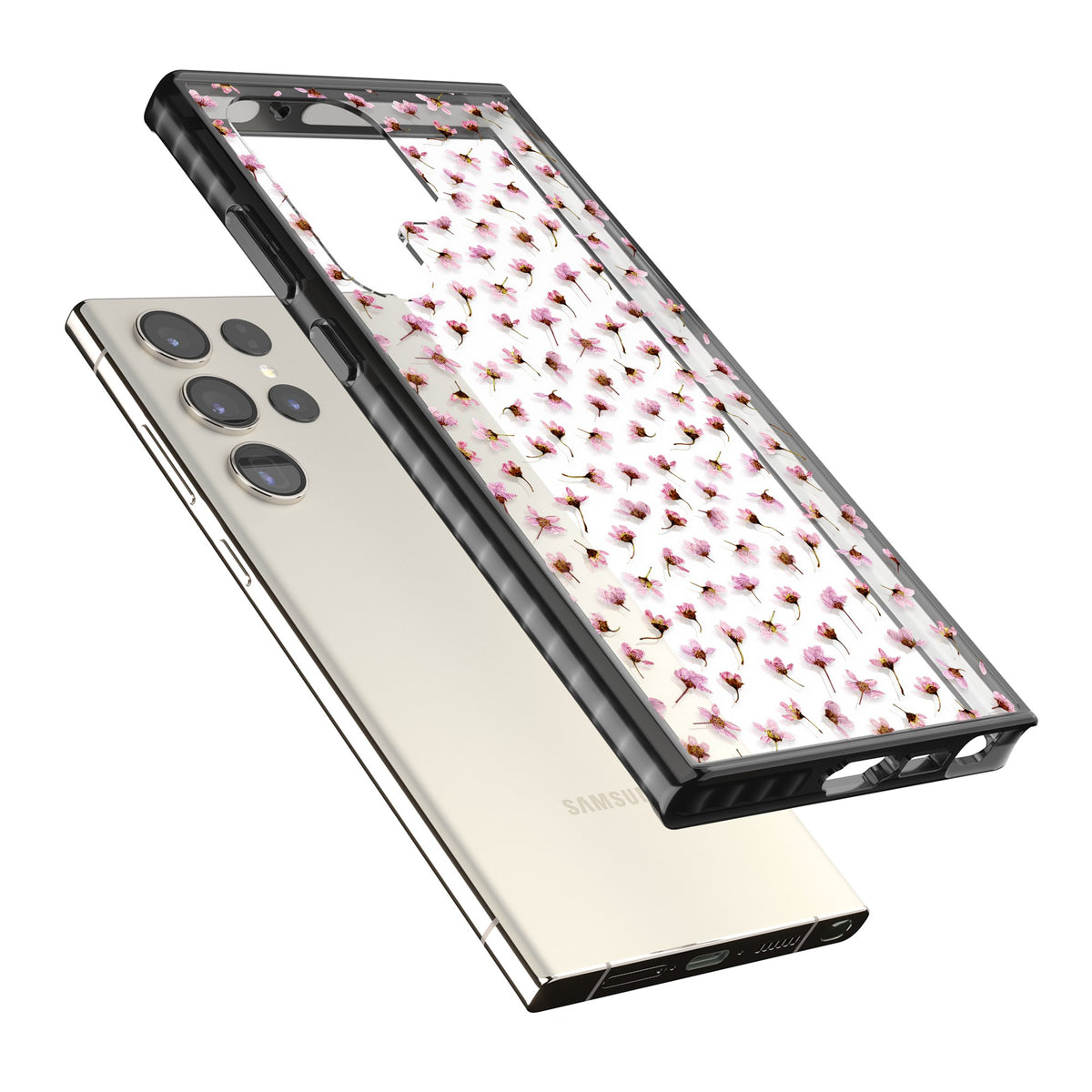 Cherry Flower Mist Samsung S22 Ultra / Samsung S23 Ultra / Samsung S24 Ultra Impact Black Phone Case angled