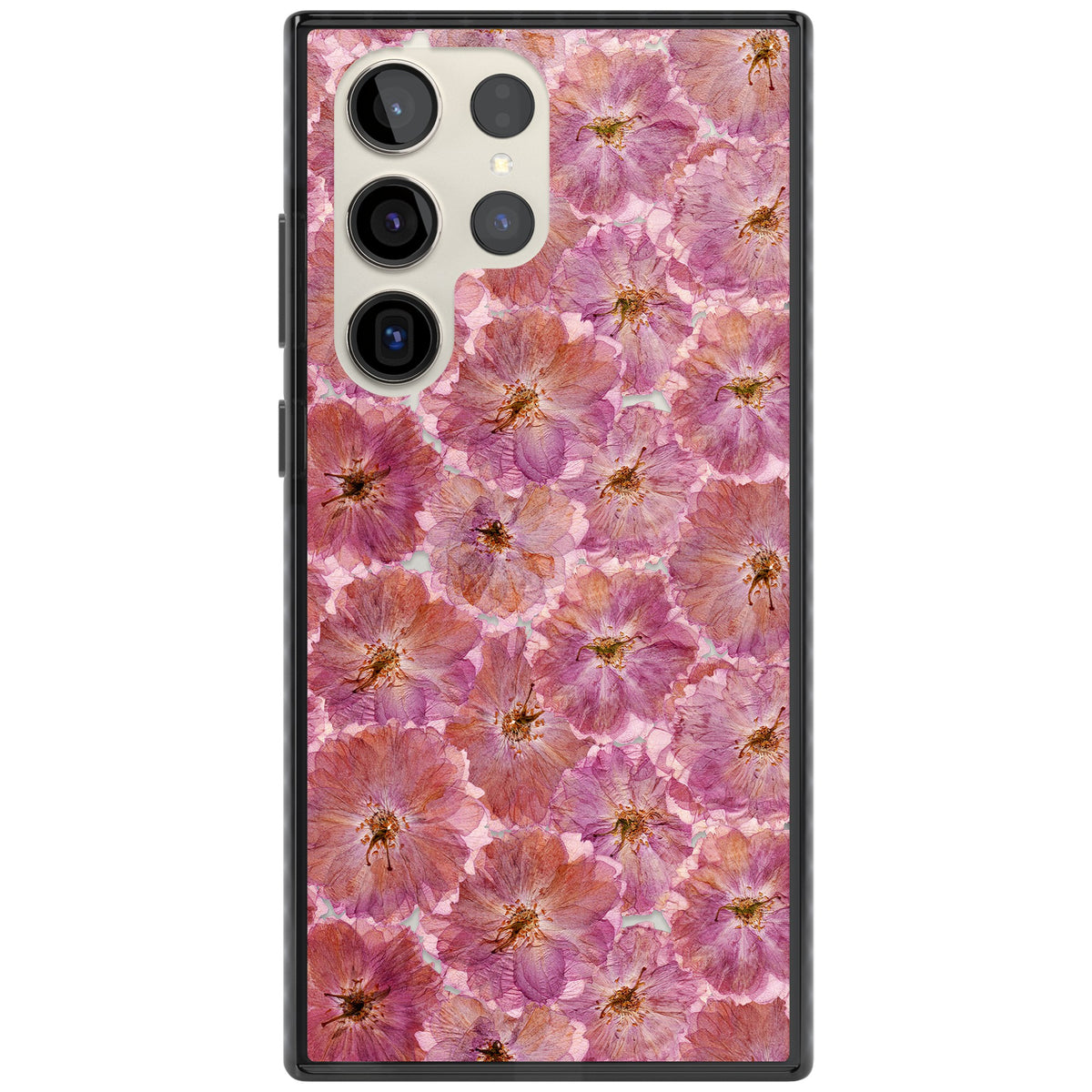 Large Pink Florals Samsung S22 Ultra / Samsung S23 Ultra / Samsung S24 Ultra Impact Black Phone Case front