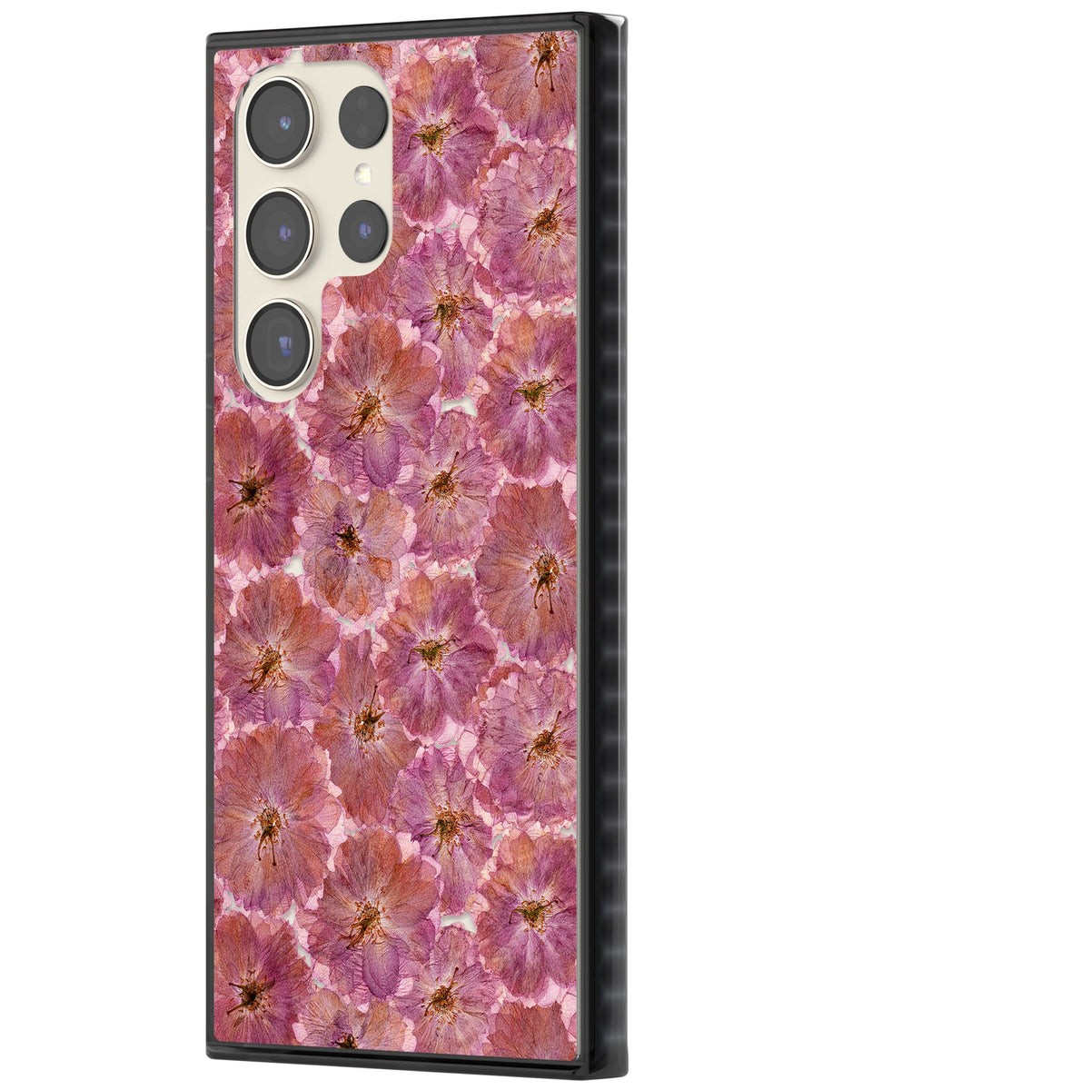 Large Pink Florals Samsung S22 Ultra / Samsung S23 Ultra / Samsung S24 Ultra Impact Black Phone Case side