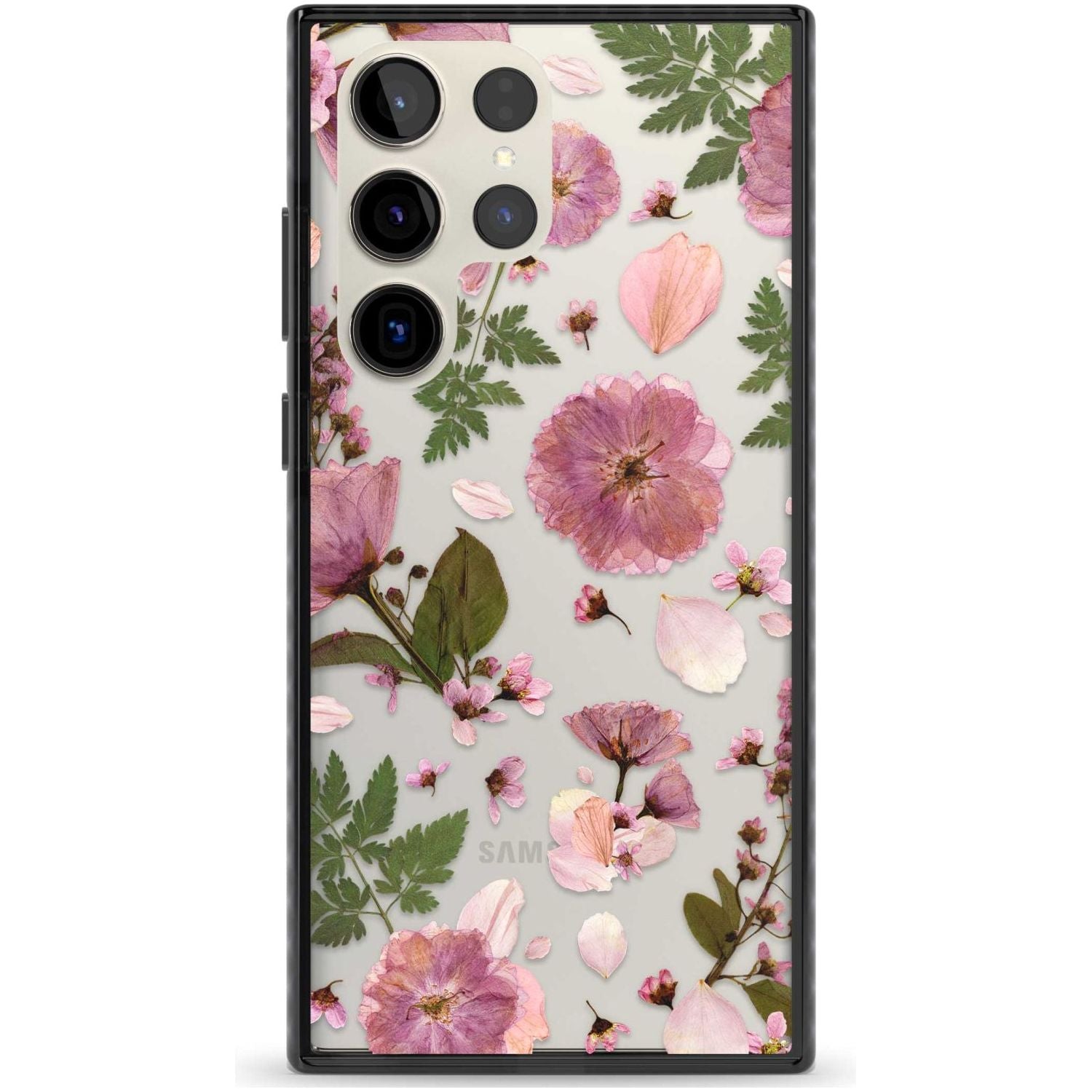 Natural Arrangement of Flowers & Leaves Design Phone Case Samsung S22 Ultra / Black Impact Case,Samsung S23 Ultra / Black Impact Case Blanc Space