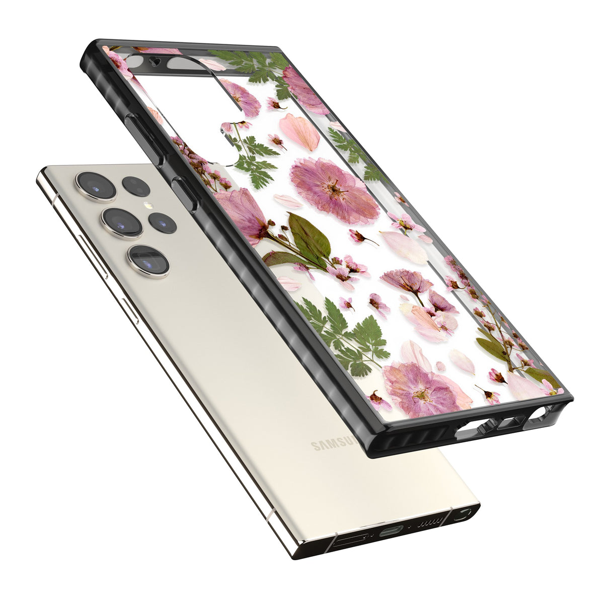 Blossom Bouquet Samsung S22 Ultra / Samsung S23 Ultra / Samsung S24 Ultra Impact Black Phone Case angled