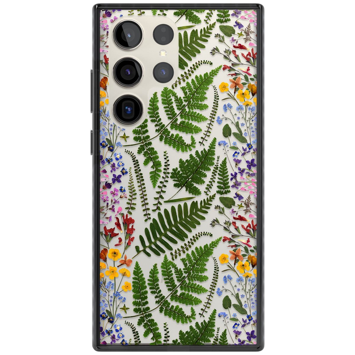 Botanical Fern & Floral Samsung S22 Ultra / Samsung S23 Ultra / Samsung S24 Ultra Impact Black Phone Case front
