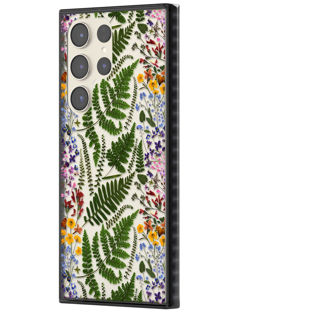 Botanical Fern & Floral Samsung S22 Ultra / Samsung S23 Ultra / Samsung S24 Ultra Impact Black Phone Case side