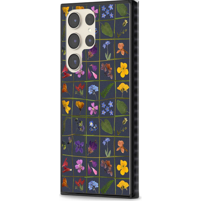 Wildflower Grid Boxes Pattern - Navy