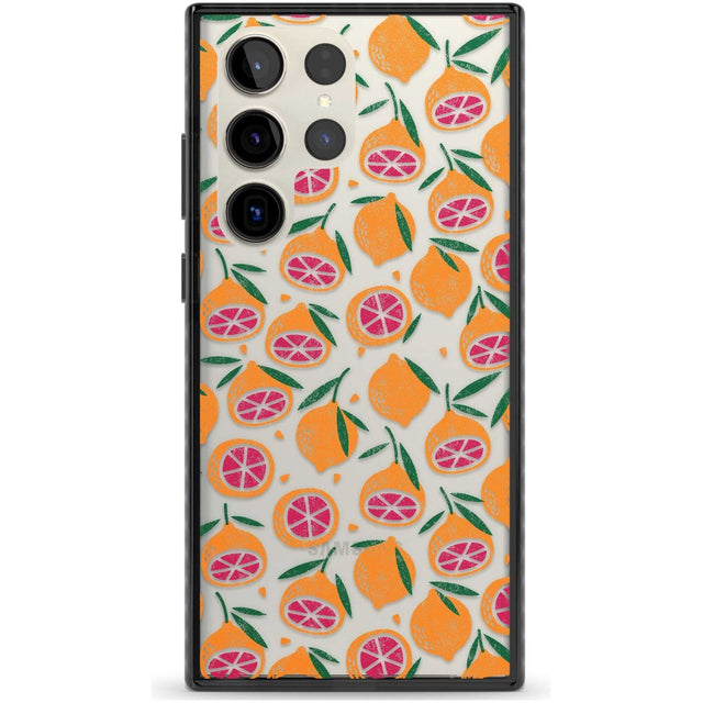 Blood Orange Fruit Pattern Transparent Phone Case Samsung S22 Ultra / Black Impact Case,Samsung S23 Ultra / Black Impact Case Blanc Space