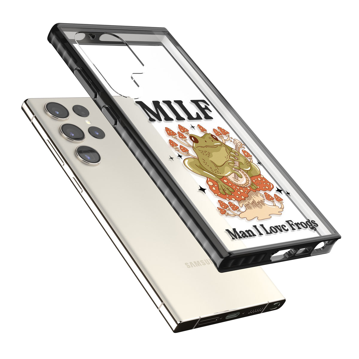 Man I Love Frogs Samsung S22 Ultra / Samsung S23 Ultra / Samsung S24 Ultra Impact Black Phone Case angled