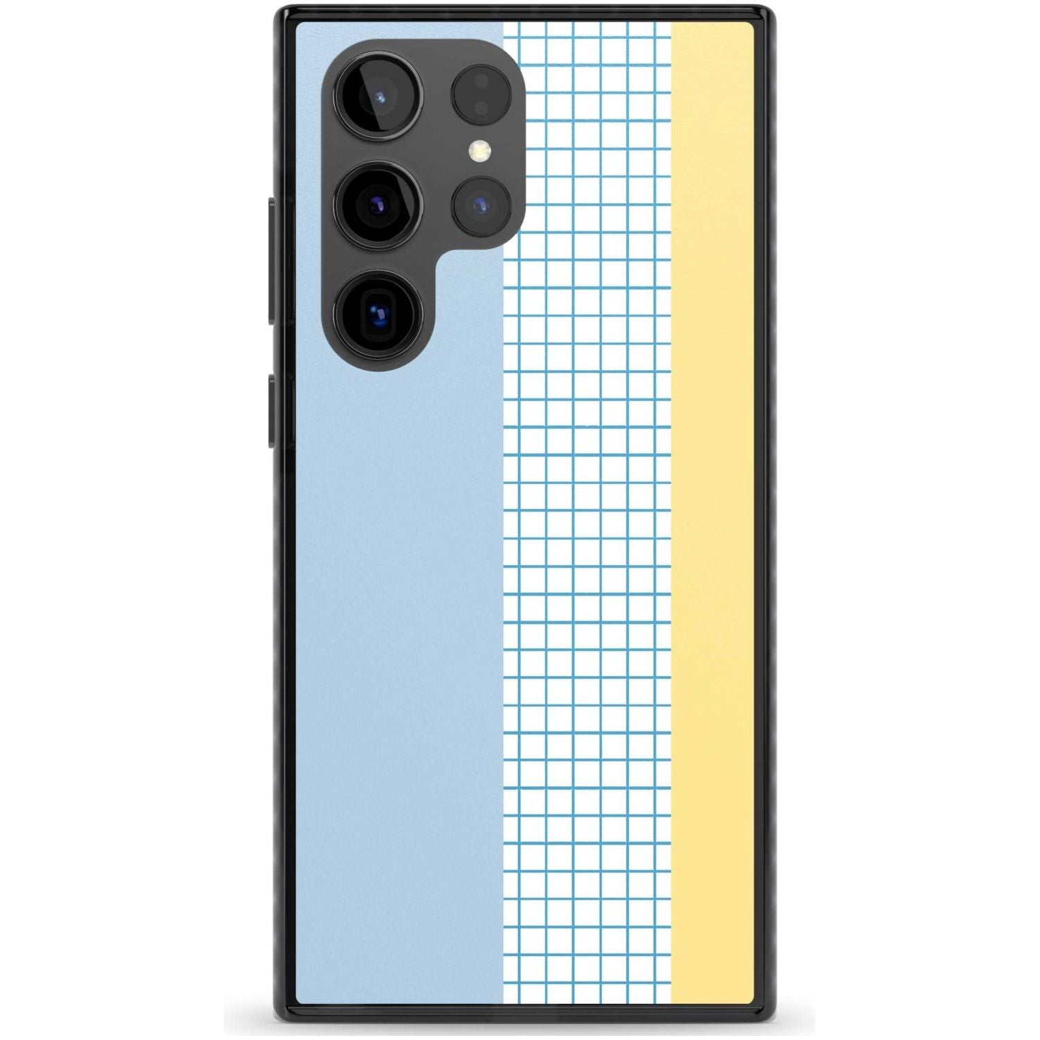 Abstract Grid Blue & Yellow Phone Case Samsung S22 Ultra / Black Impact Case,Samsung S23 Ultra / Black Impact Case Blanc Space
