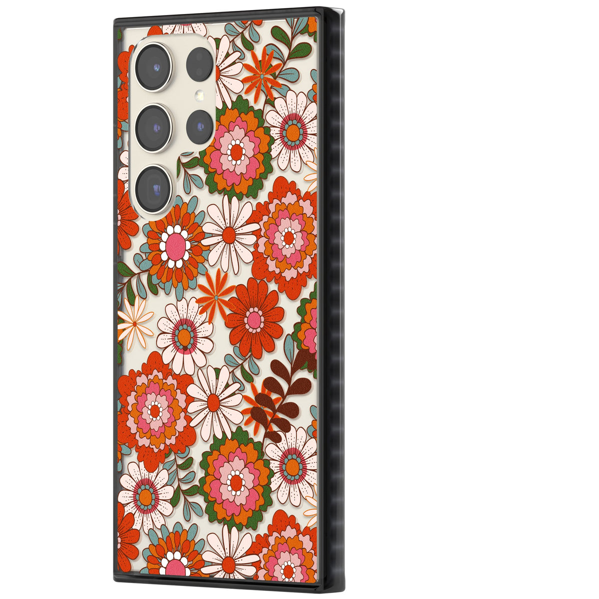 Seventies Bloom Samsung S22 Ultra / Samsung S23 Ultra / Samsung S24 Ultra Impact Black Phone Case side