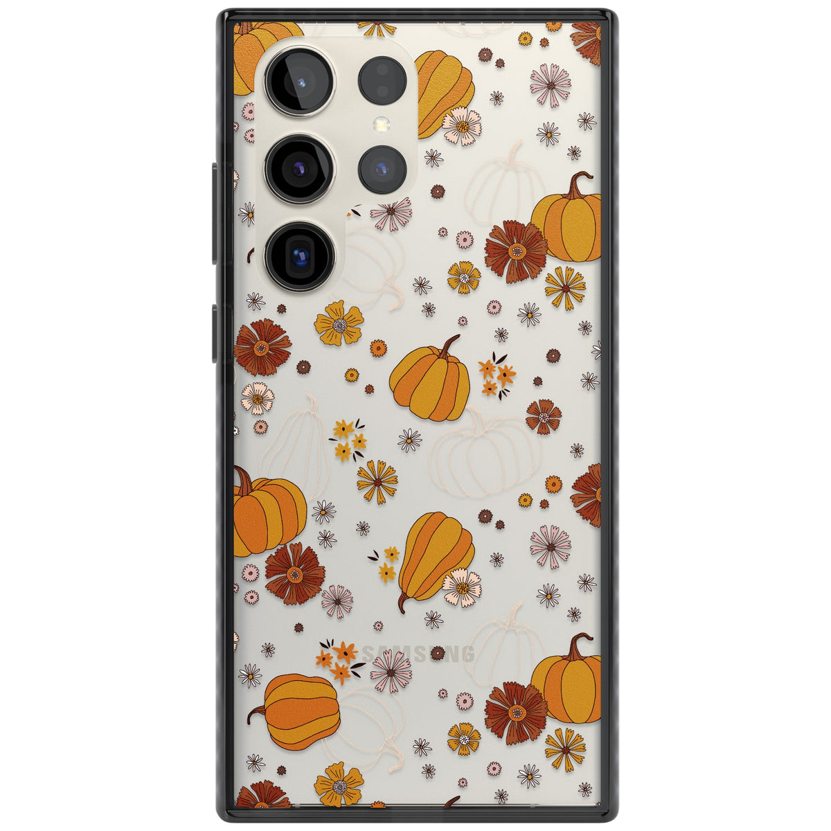 Pumpkins And Flowers Samsung S22 Ultra / Samsung S23 Ultra / Samsung S24 Ultra Impact Black Phone Case front