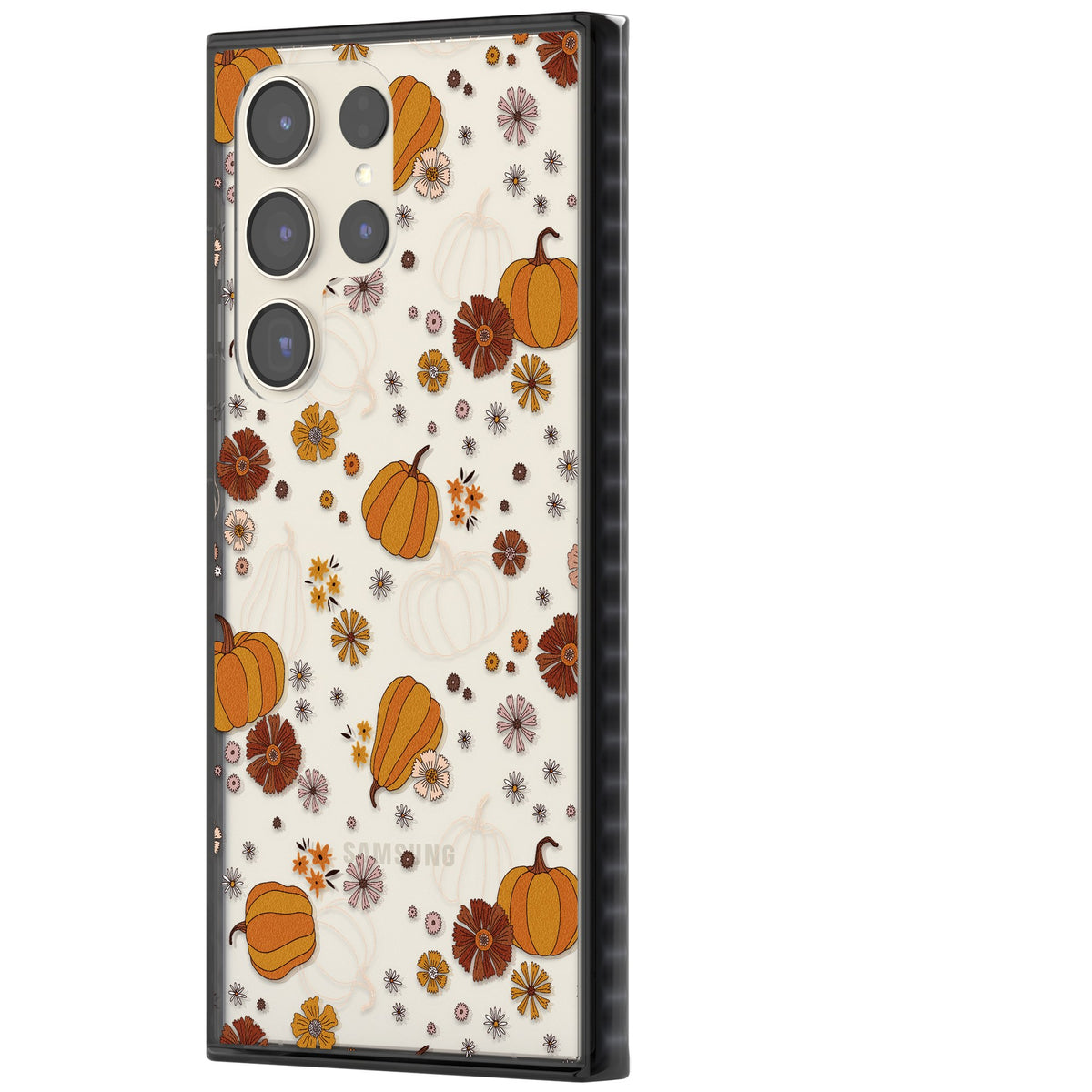 Pumpkins And Flowers Samsung S22 Ultra / Samsung S23 Ultra / Samsung S24 Ultra Impact Black Phone Case side