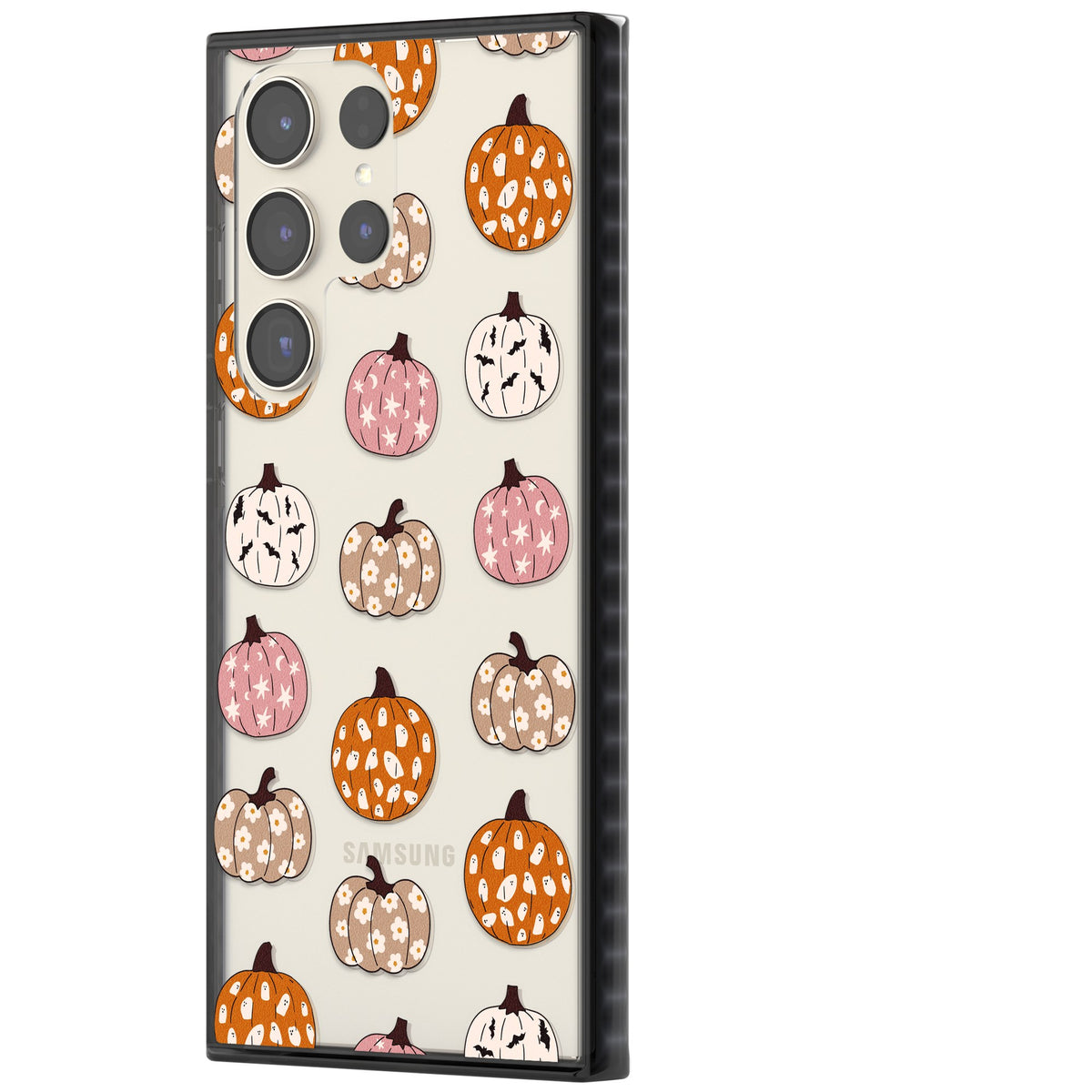 Floral Pumpkins Samsung S22 Ultra / Samsung S23 Ultra / Samsung S24 Ultra Impact Black Phone Case side