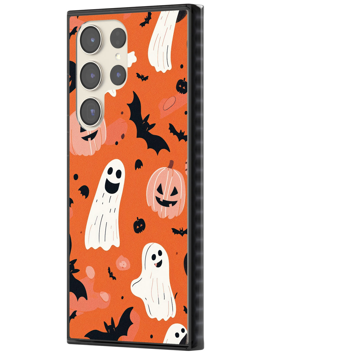 Orange Halloween Pattern Samsung S22 Ultra / Samsung S23 Ultra / Samsung S24 Ultra Impact Black Phone Case side