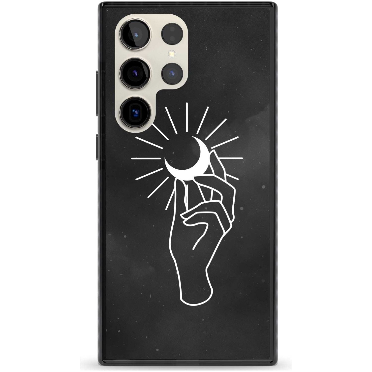 Hand Holding Moon Phone Case Samsung S22 Ultra / Black Impact Case,Samsung S23 Ultra / Black Impact Case Blanc Space