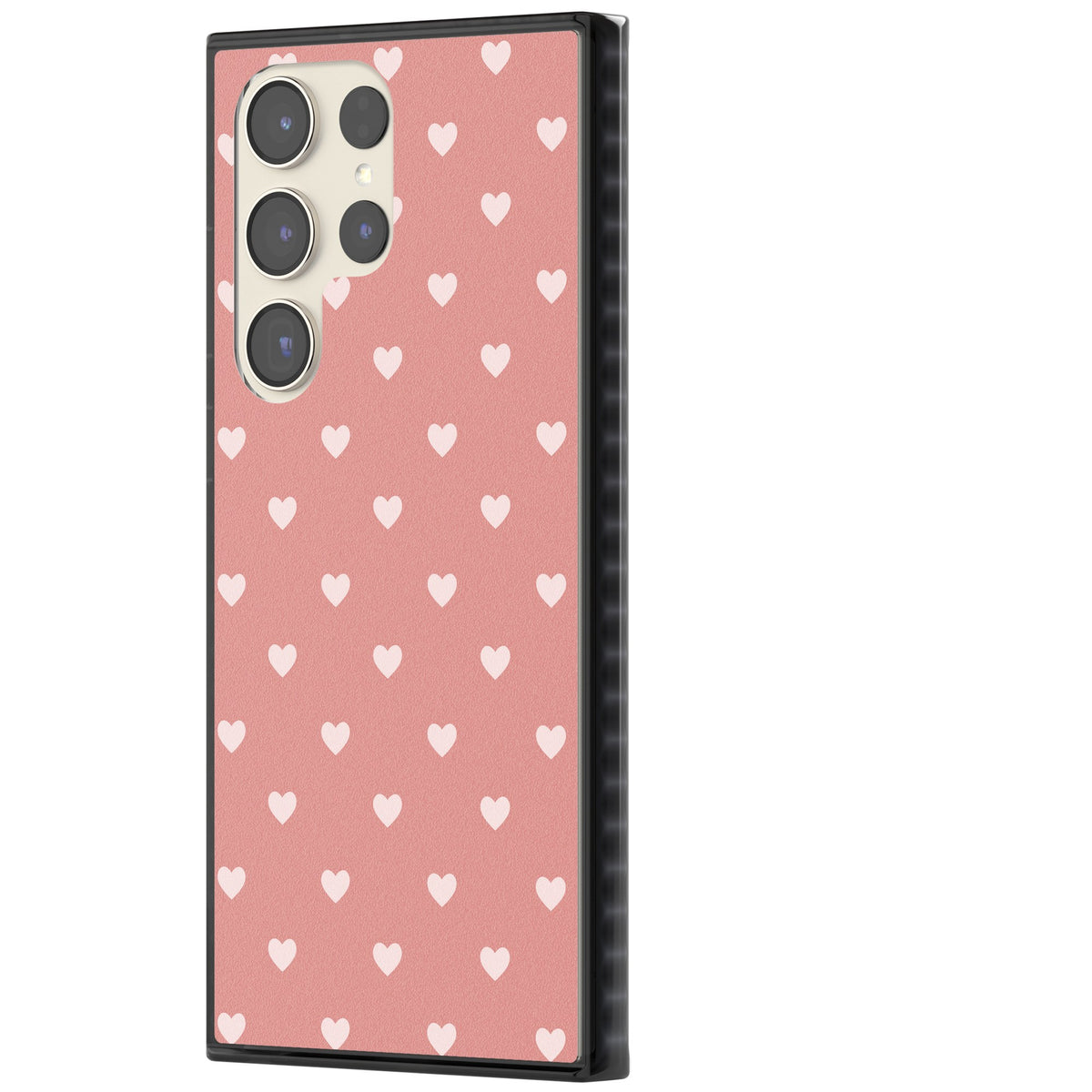 Small Heart Pattern: Pink Samsung S22 Ultra / Samsung S23 Ultra / Samsung S24 Ultra Impact Black Phone Case side