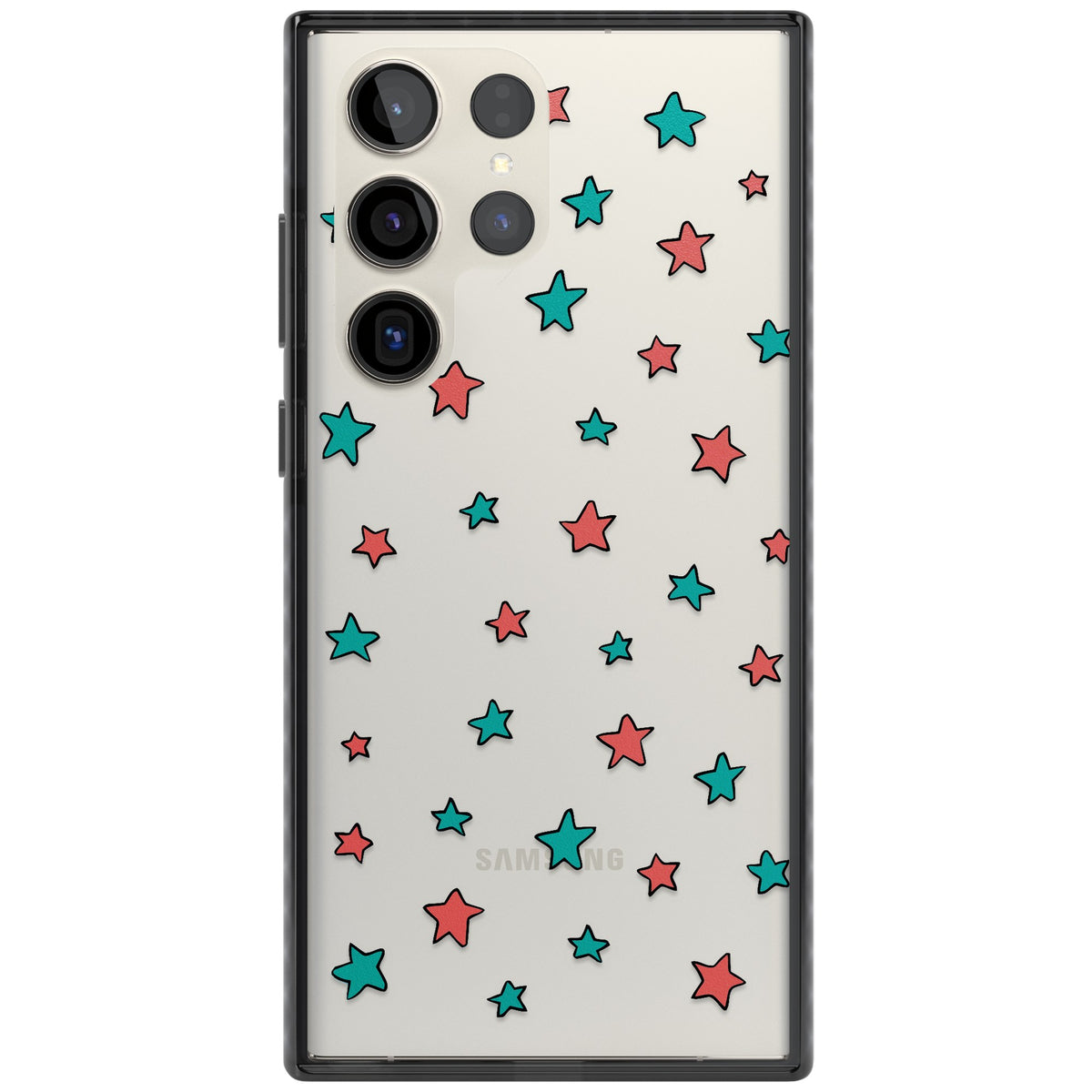 Heartstopper Stars Pattern Samsung S22 Ultra / Samsung S23 Ultra / Samsung S24 Ultra Impact Black Phone Case front
