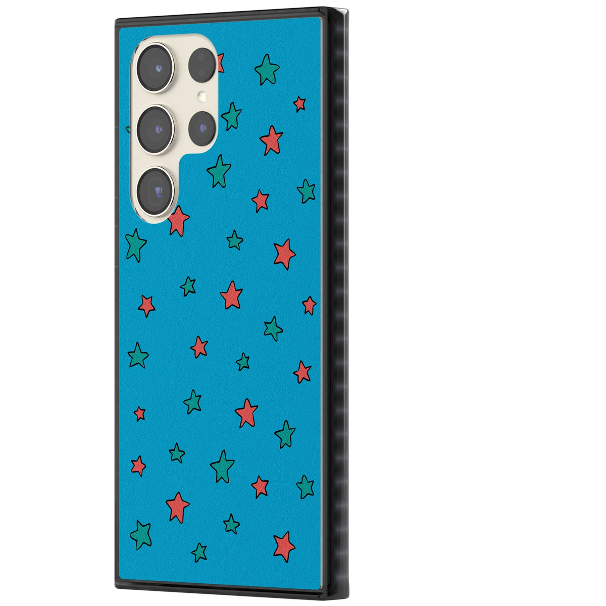 Blue Heartstopper Stars Pattern Samsung S22 Ultra / Samsung S23 Ultra / Samsung S24 Ultra Impact Black Phone Case side