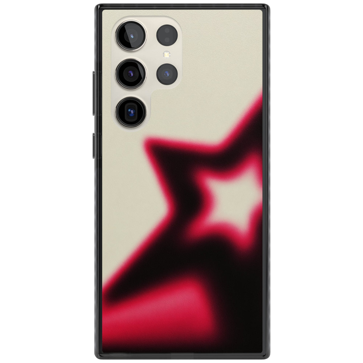 Rouge Y2K iPhone case featuring a blurred aura star in hot pink and black on a soft cream background Samsung S22 Ultra / Samsung S23 Ultra / Samsung S24 Ultra Impact Black Phone Case front
