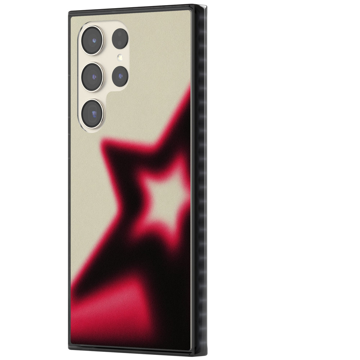 Rouge Y2K iPhone case featuring a blurred aura star in hot pink and black on a soft cream background Samsung S22 Ultra / Samsung S23 Ultra / Samsung S24 Ultra Impact Black Phone Case side
