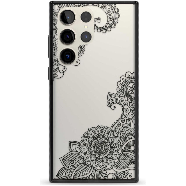 Black Henna Botanicals Phone Case Samsung S22 Ultra / Black Impact Case,Samsung S23 Ultra / Black Impact Case Blanc Space