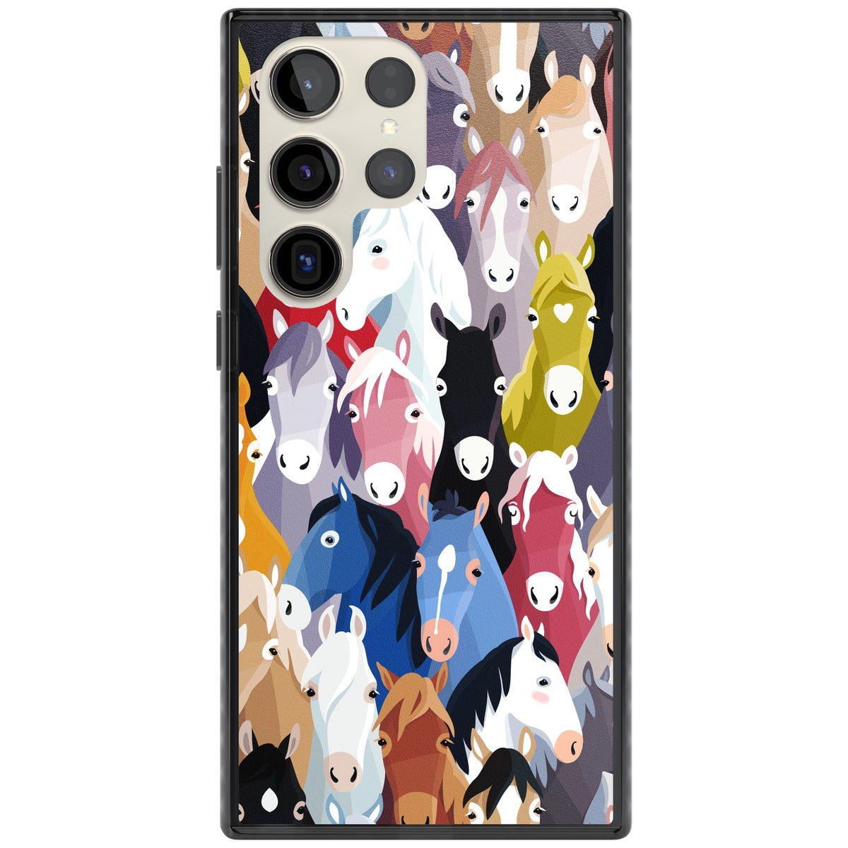 Colourful Horse Pattern Samsung S22 Ultra / Samsung S23 Ultra / Samsung S24 Ultra Impact Black Phone Case front