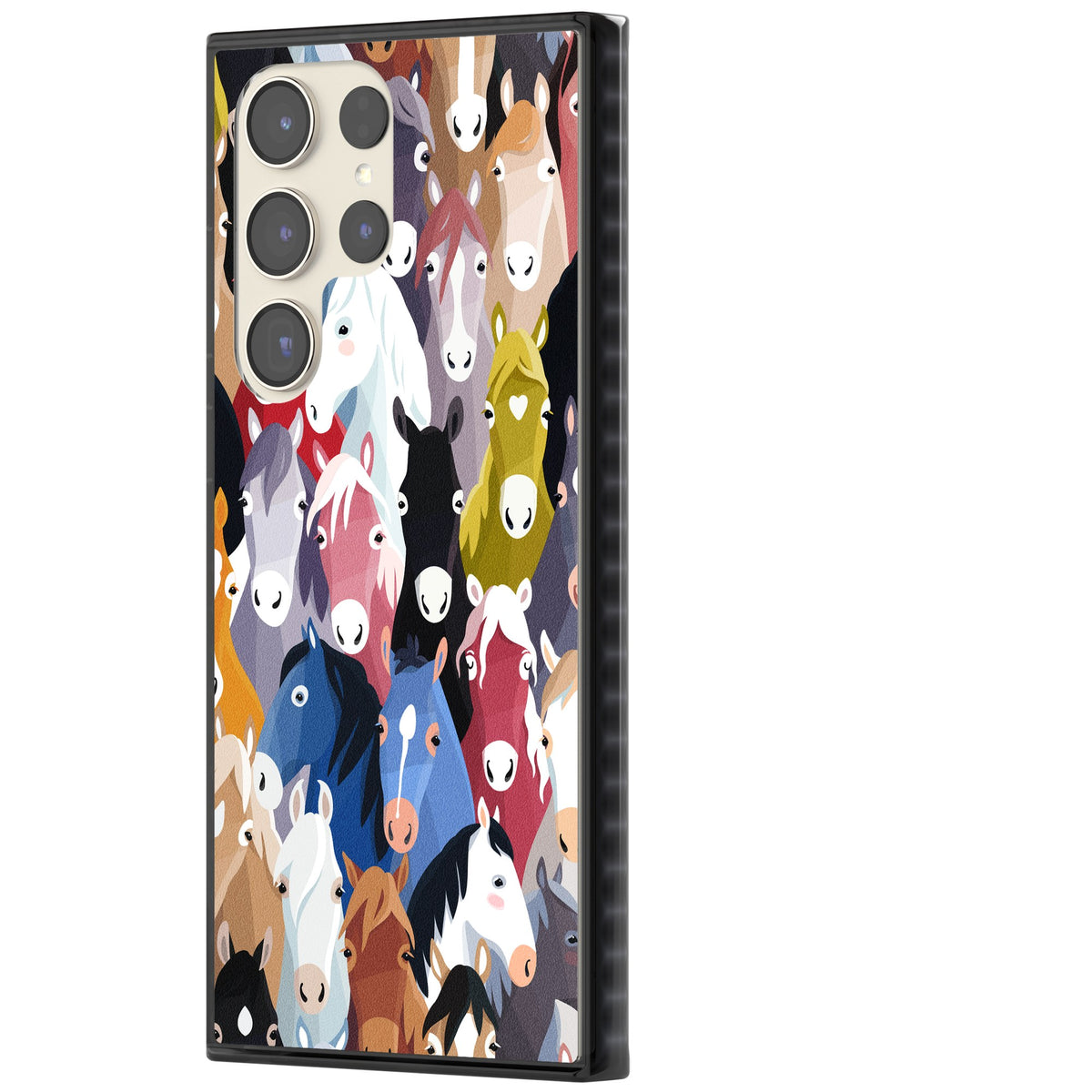 Colourful Horse Pattern Samsung S22 Ultra / Samsung S23 Ultra / Samsung S24 Ultra Impact Black Phone Case side