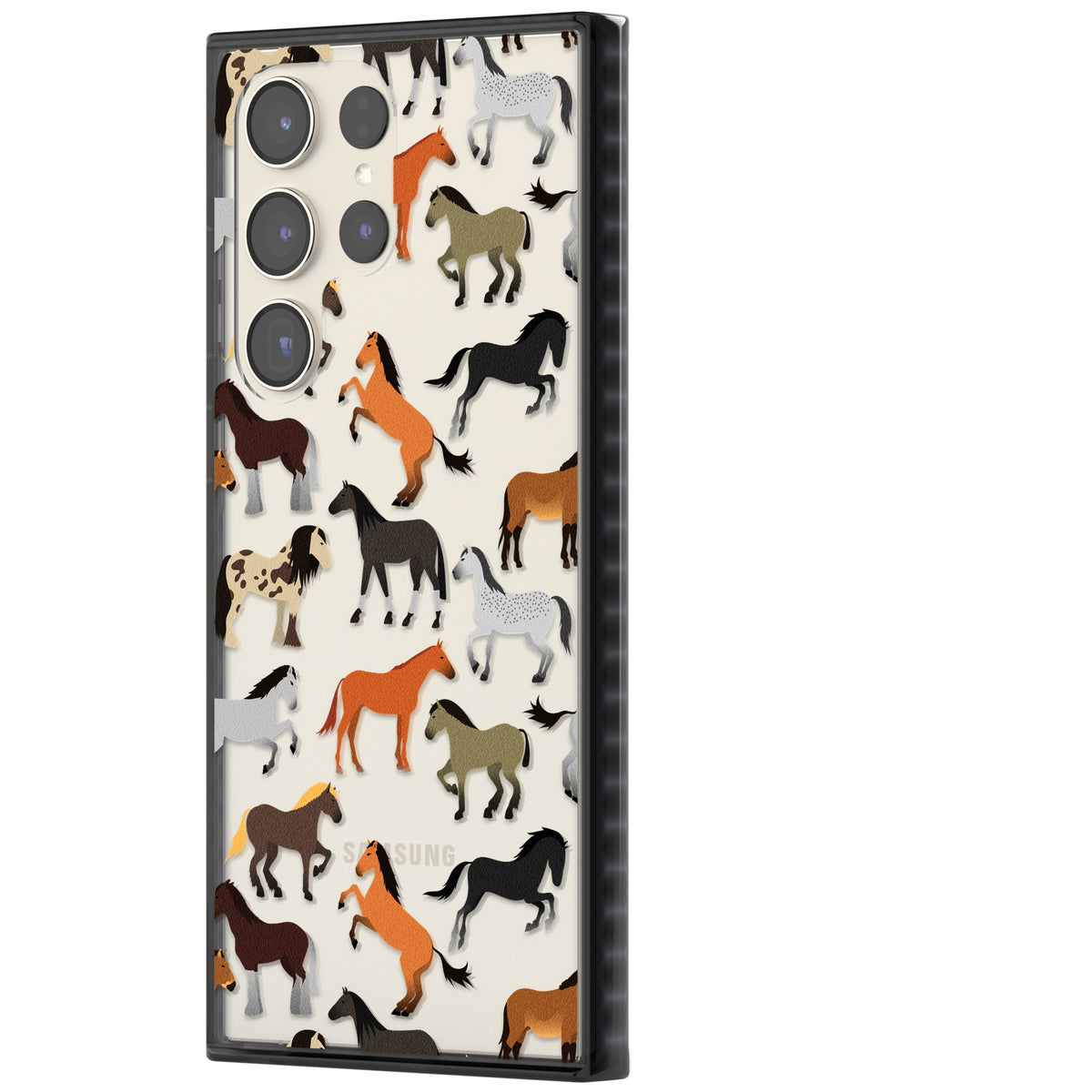 Horse Pattern Samsung S22 Ultra / Samsung S23 Ultra / Samsung S24 Ultra Impact Black Phone Case side