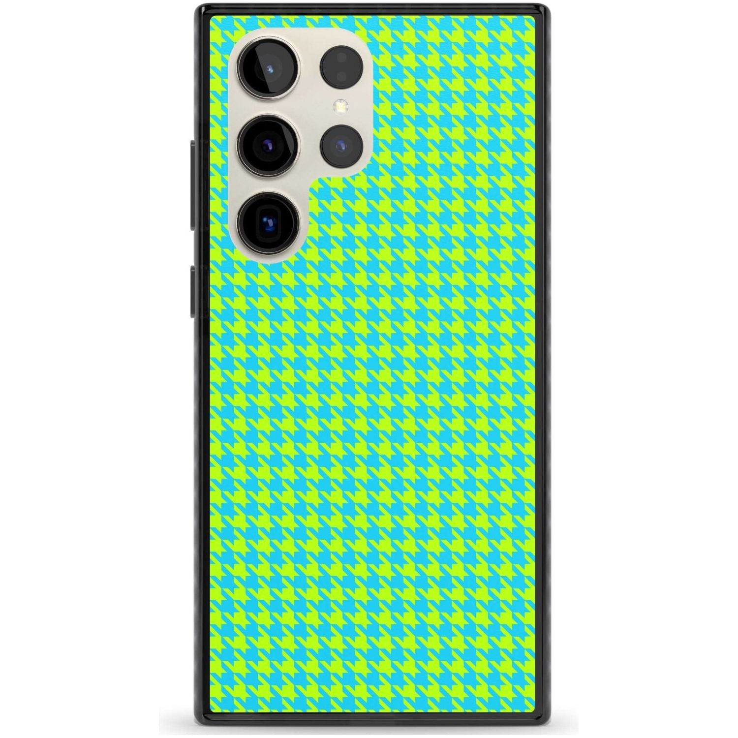 Neon Lime & Turquoise Houndstooth Pattern Phone Case Samsung S22 Ultra / Black Impact Case,Samsung S23 Ultra / Black Impact Case Blanc Space