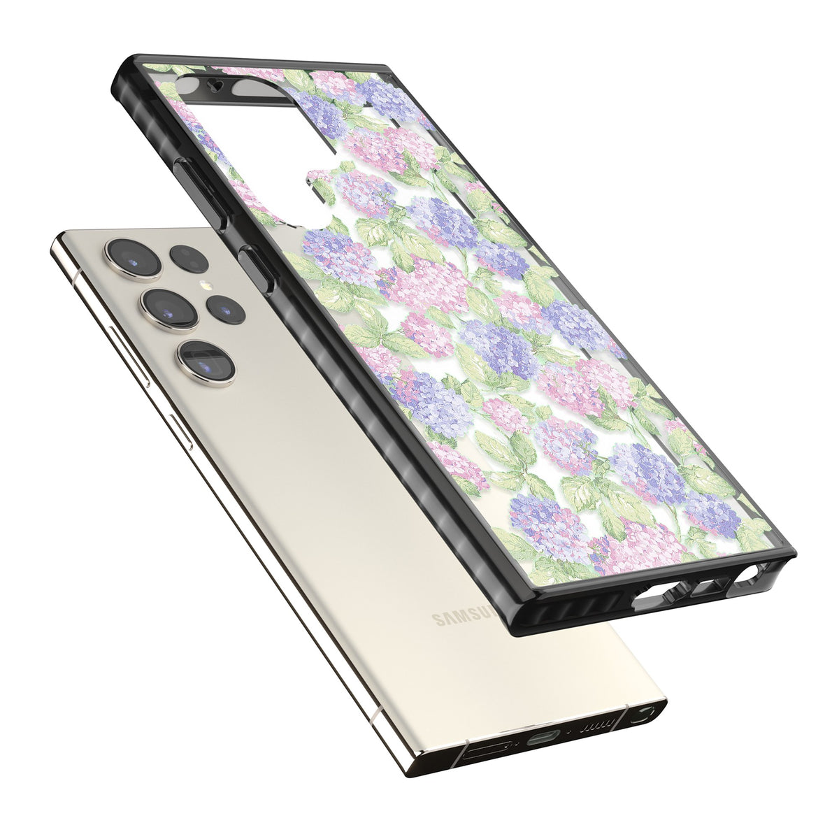 Cottage Hydrangea Samsung S22 Ultra / Samsung S23 Ultra / Samsung S24 Ultra Impact Black Phone Case angled