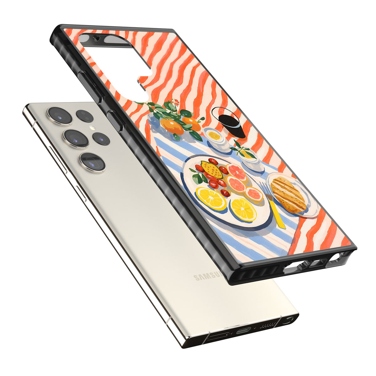 Citrus Picnic Samsung S22 Ultra / Samsung S23 Ultra / Samsung S24 Ultra Impact Black Phone Case angled