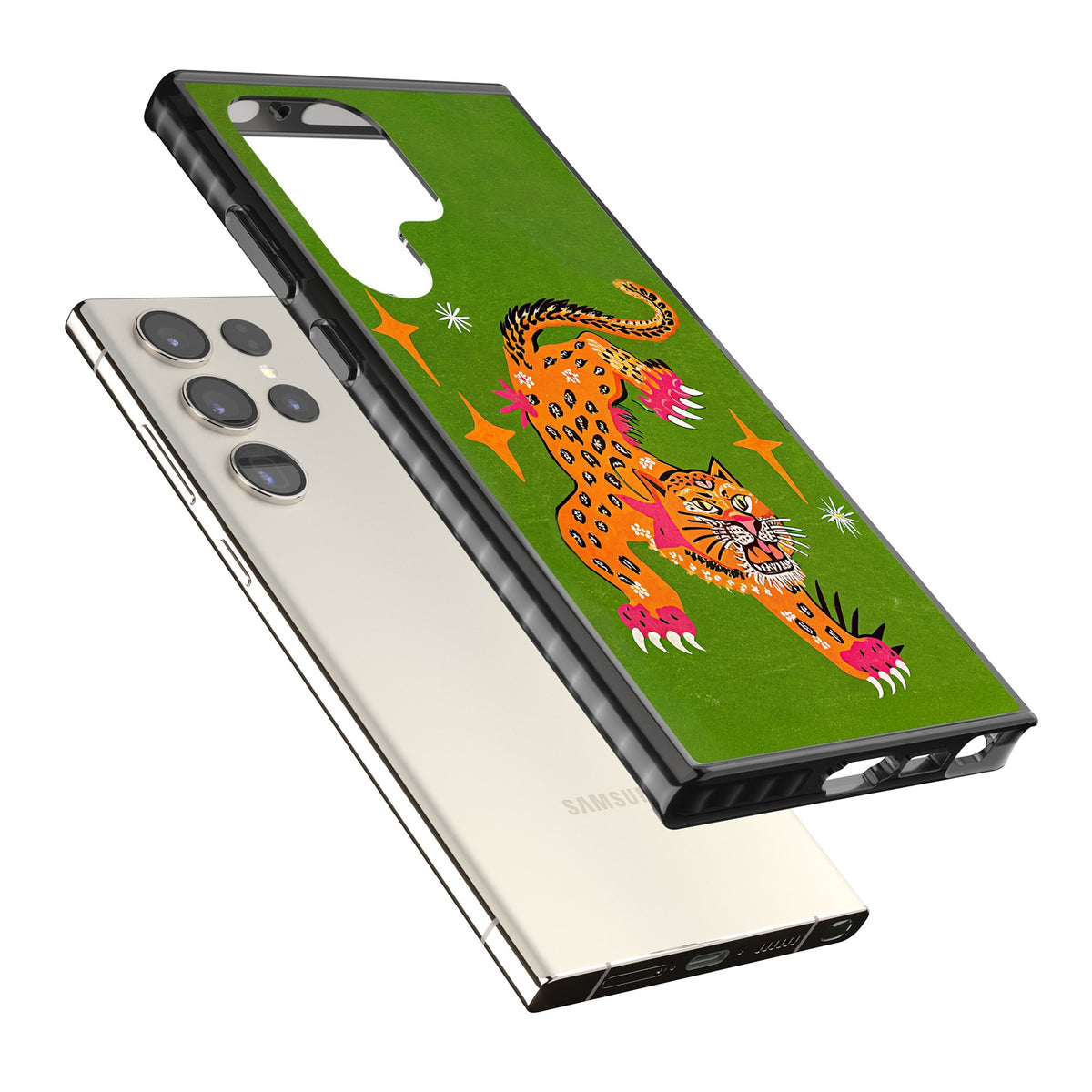 Fierce Jaguar Samsung S22 Ultra / Samsung S23 Ultra / Samsung S24 Ultra Impact Black Phone Case angled