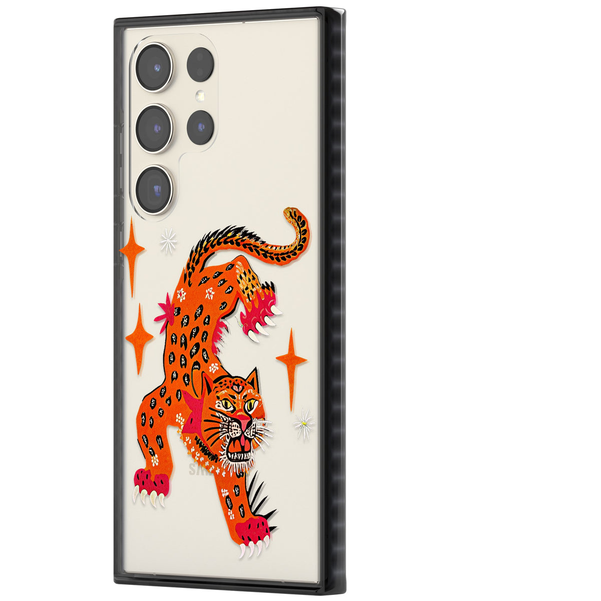 Fierce Jaguar Clear Samsung S22 Ultra / Samsung S23 Ultra / Samsung S24 Ultra Impact Black Phone Case side