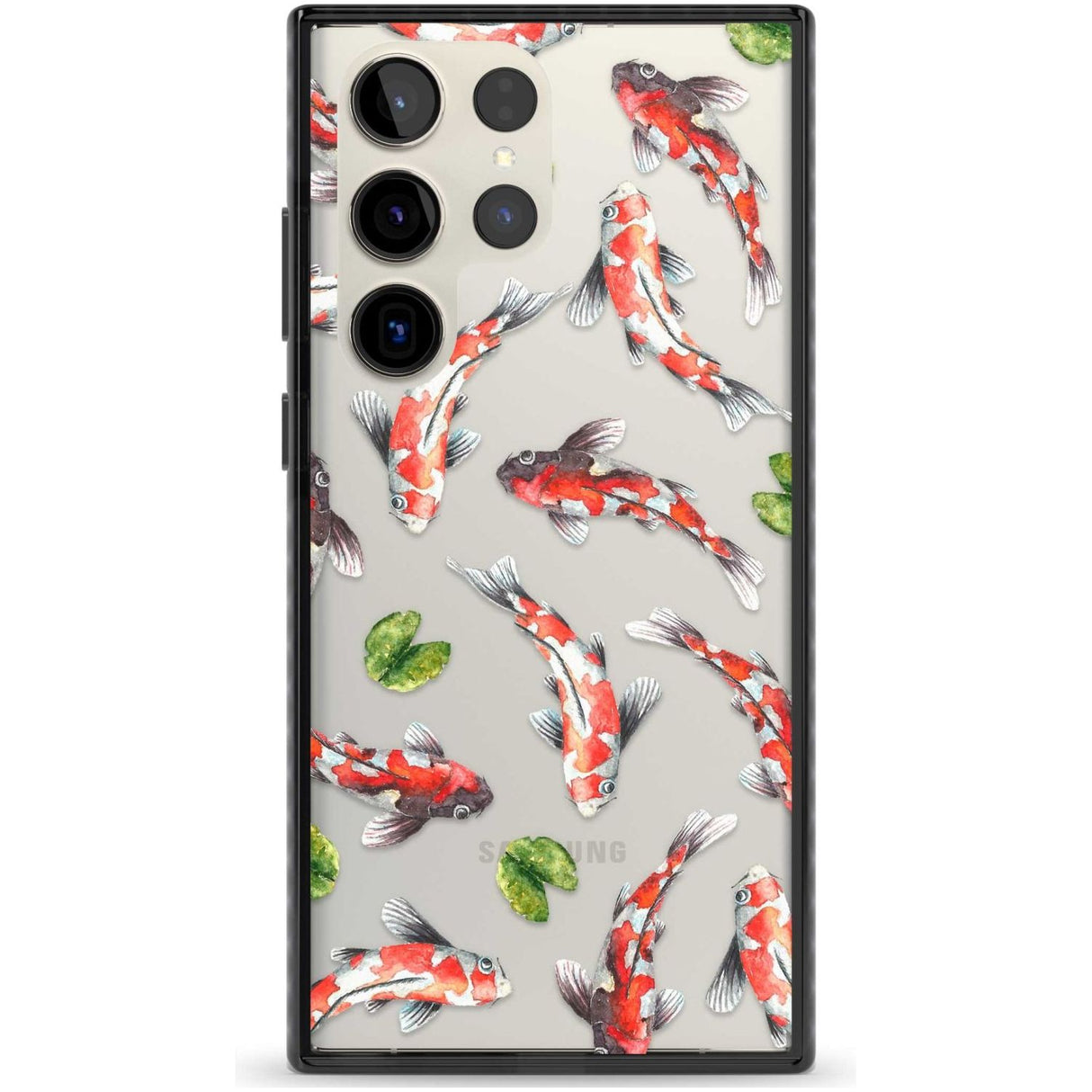 Koi Fish Japanese Watercolour Phone Case Samsung S22 Ultra / Black Impact Case,Samsung S23 Ultra / Black Impact Case Blanc Space