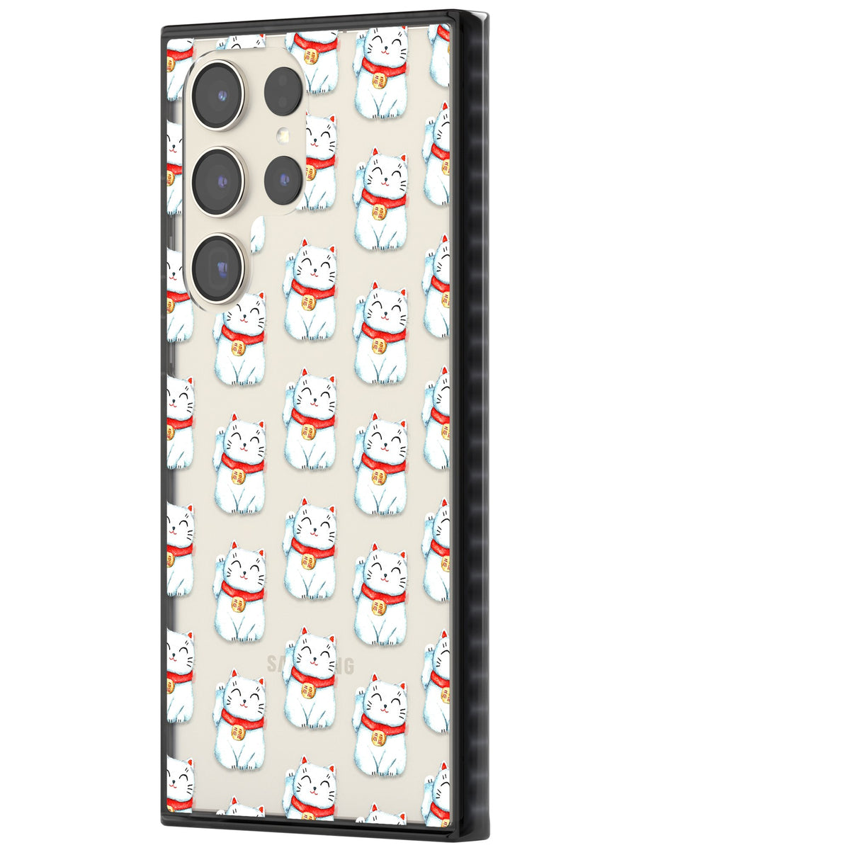 Lucky Cat Pattern Samsung S22 Ultra / Samsung S23 Ultra / Samsung S24 Ultra Impact Black Phone Case side