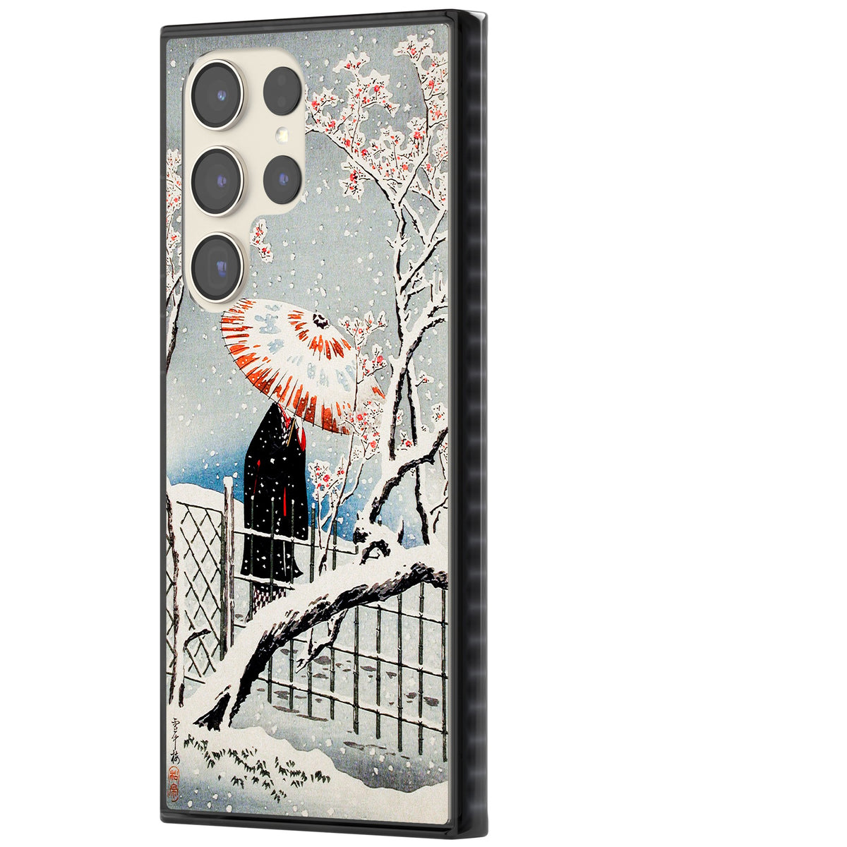 Plum Tree In Snow By Hiroaki Takahashi Samsung S22 Ultra / Samsung S23 Ultra / Samsung S24 Ultra Impact Black Phone Case side