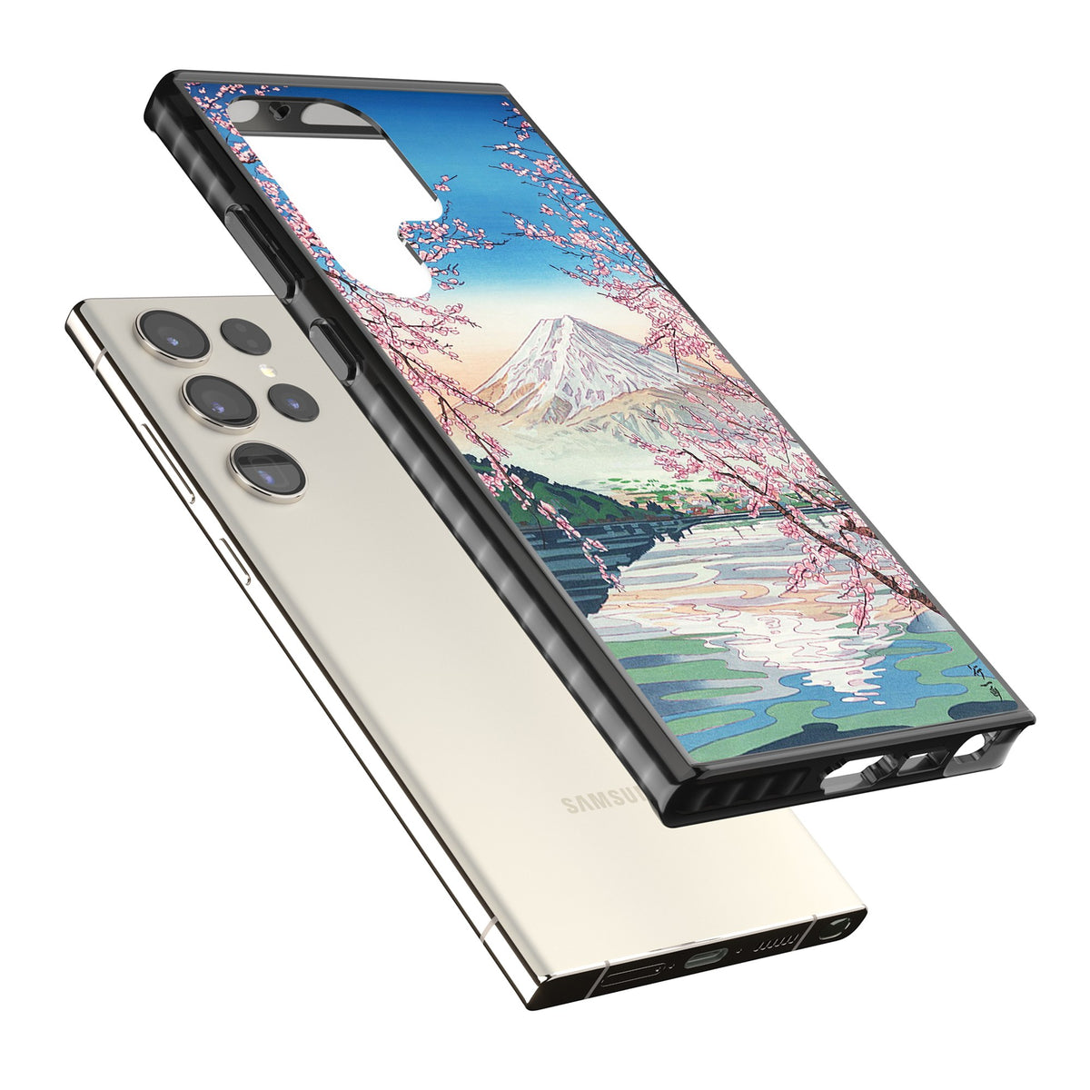 Mt Fuji From Lake Kawaguchi Samsung S22 Ultra / Samsung S23 Ultra / Samsung S24 Ultra Impact Black Phone Case angled