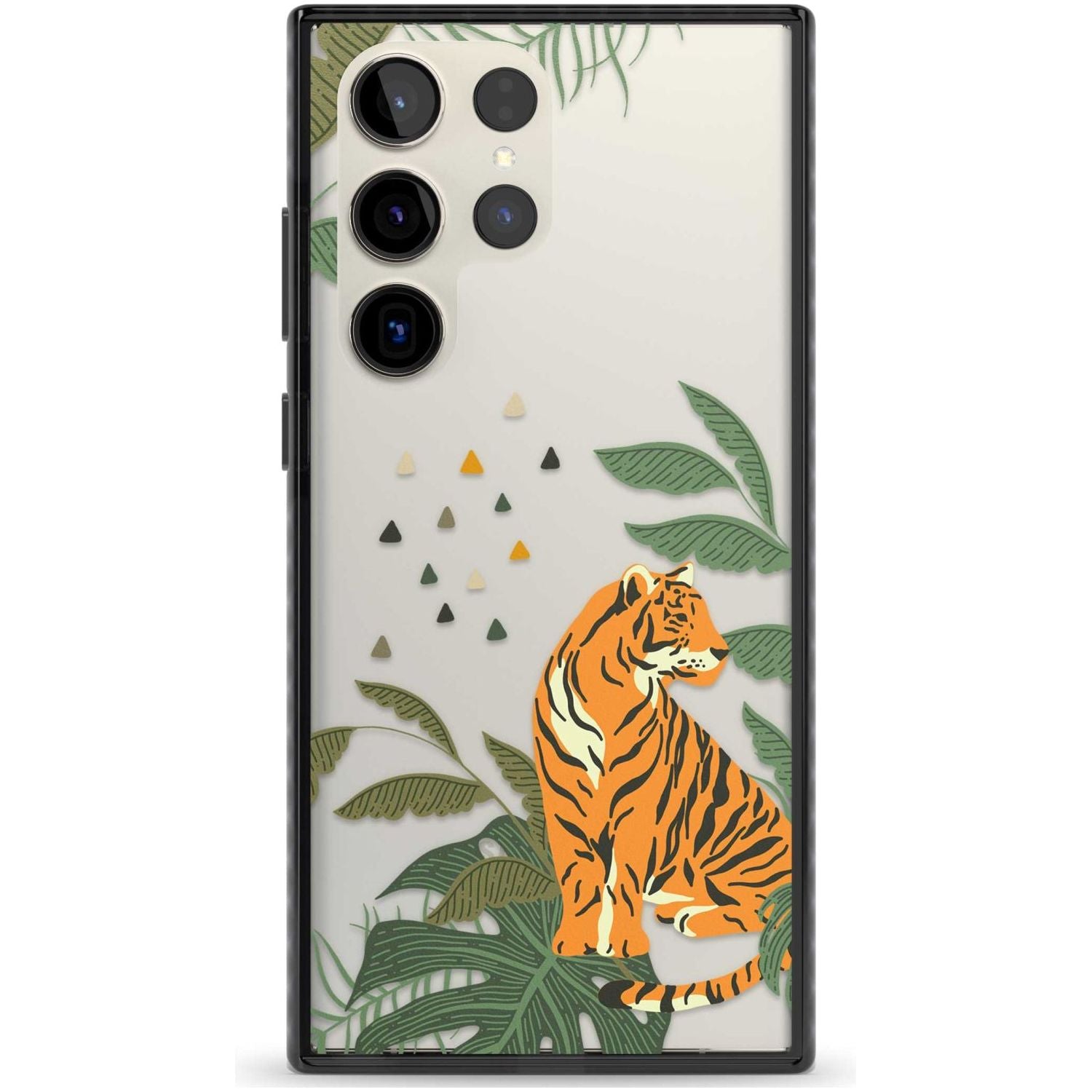 Large Tiger Clear Jungle Cat Pattern Phone Case Samsung S22 Ultra / Black Impact Case,Samsung S23 Ultra / Black Impact Case Blanc Space