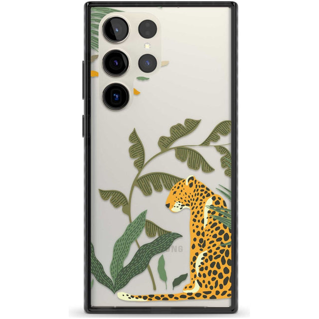 Large Jaguar Clear Jungle Cat Pattern Phone Case Samsung S22 Ultra / Black Impact Case,Samsung S23 Ultra / Black Impact Case Blanc Space