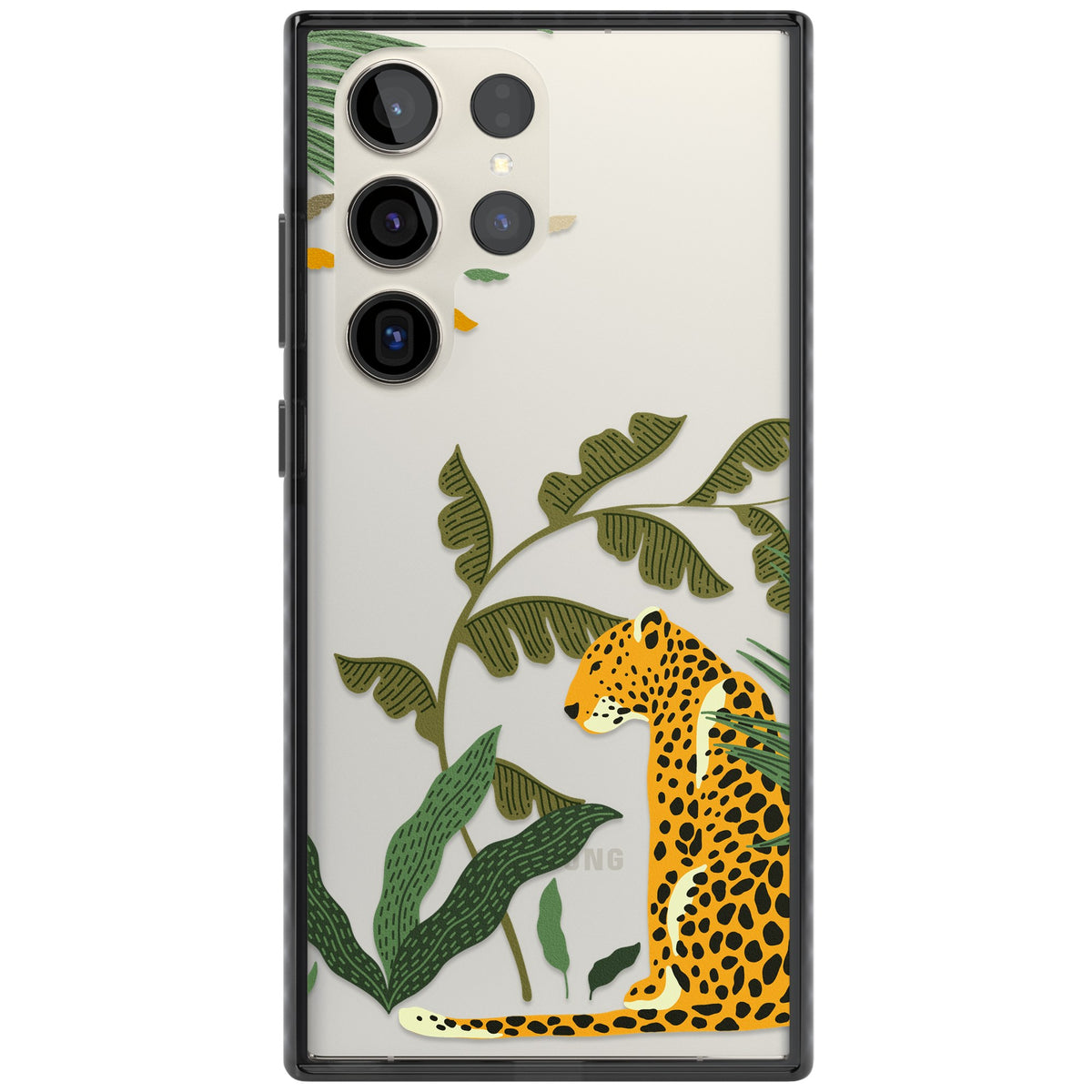 Large Jungle Cat Pattern Samsung S22 Ultra / Samsung S23 Ultra / Samsung S24 Ultra Impact Black Phone Case front