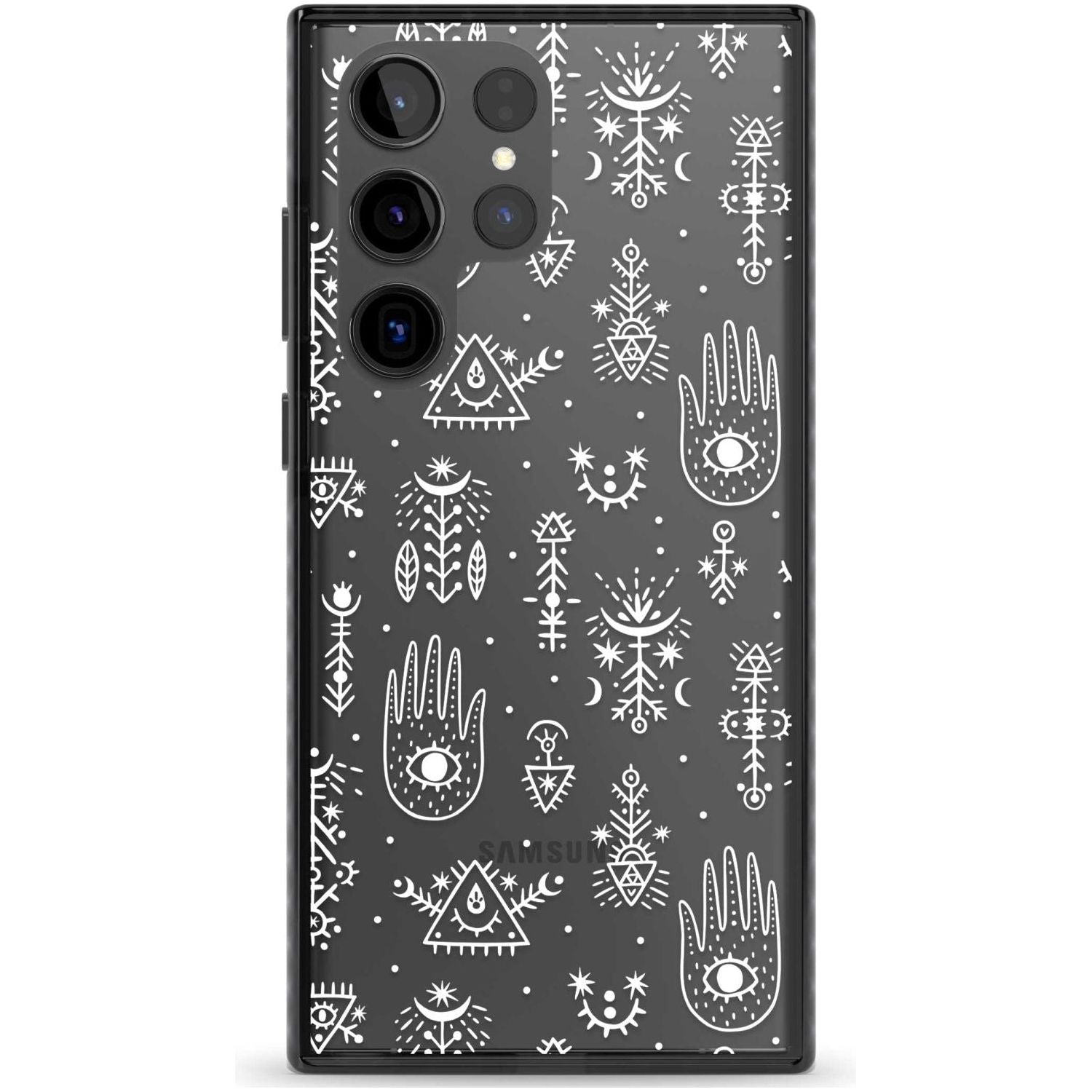 Black Tribal Palms Phone Case Samsung S22 Ultra / Black Impact Case,Samsung S23 Ultra / Black Impact Case Blanc Space