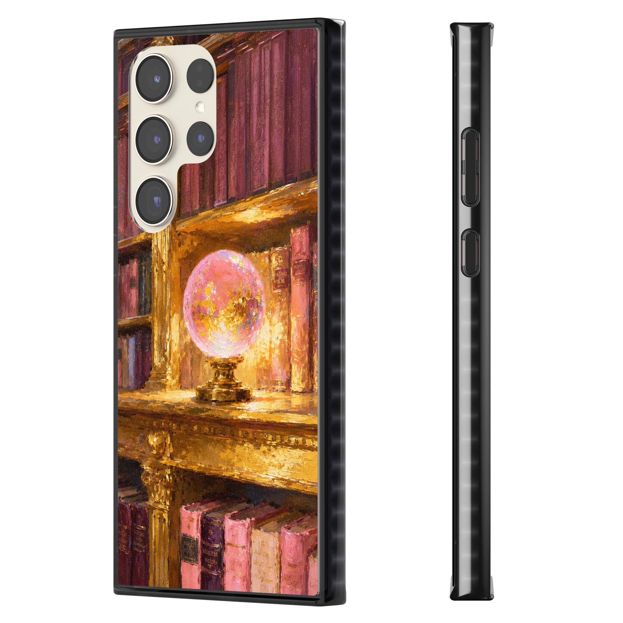 Gilded Library dark academia iPhone case featuring an oil painted crystal ball on a gilded library shelf with vintage | Black Impact case for Samsung Galaxy S24 Ultra, Samsung Galaxy S23 Ultra, Samsung Galaxy S22 Ultra