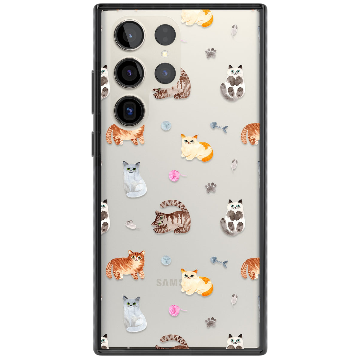 Playful Cats Samsung S22 Ultra / Samsung S23 Ultra / Samsung S24 Ultra Impact Black Phone Case front