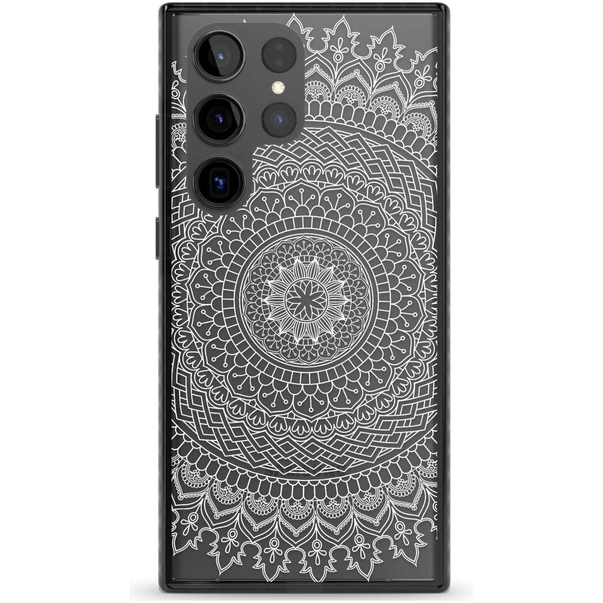 Large White Mandala Design Phone Case Samsung S22 Ultra / Black Impact Case,Samsung S23 Ultra / Black Impact Case Blanc Space