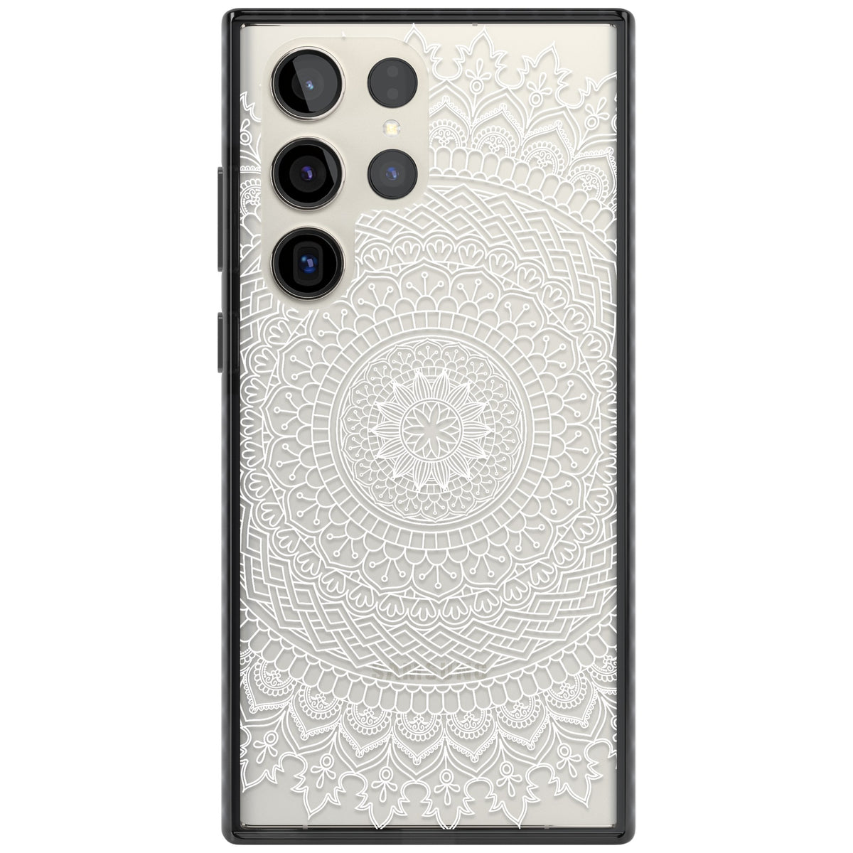 White Mandala Samsung S22 Ultra / Samsung S23 Ultra / Samsung S24 Ultra Impact Black Phone Case front