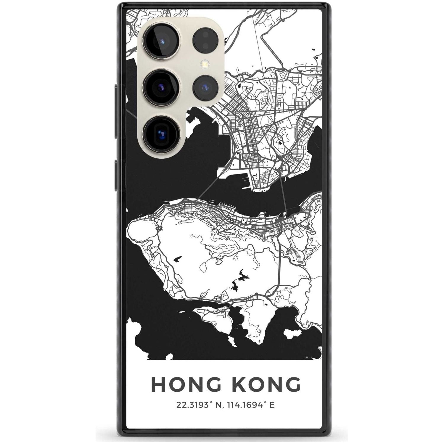 Map of Hong Kong Phone Case Samsung S22 Ultra / Black Impact Case,Samsung S23 Ultra / Black Impact Case Blanc Space
